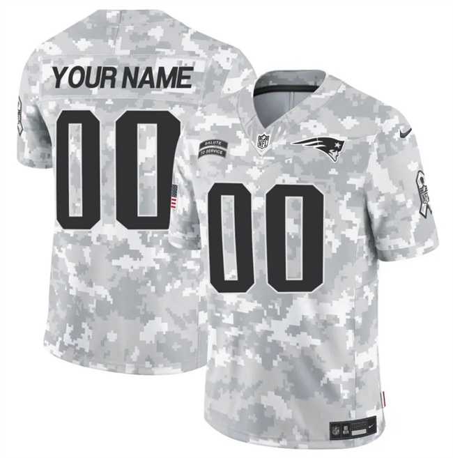 Mens New England Patriots Active Player Custom 2024 F.U.S.E Arctic Camo Salute To Service Limited Stitched Jersey